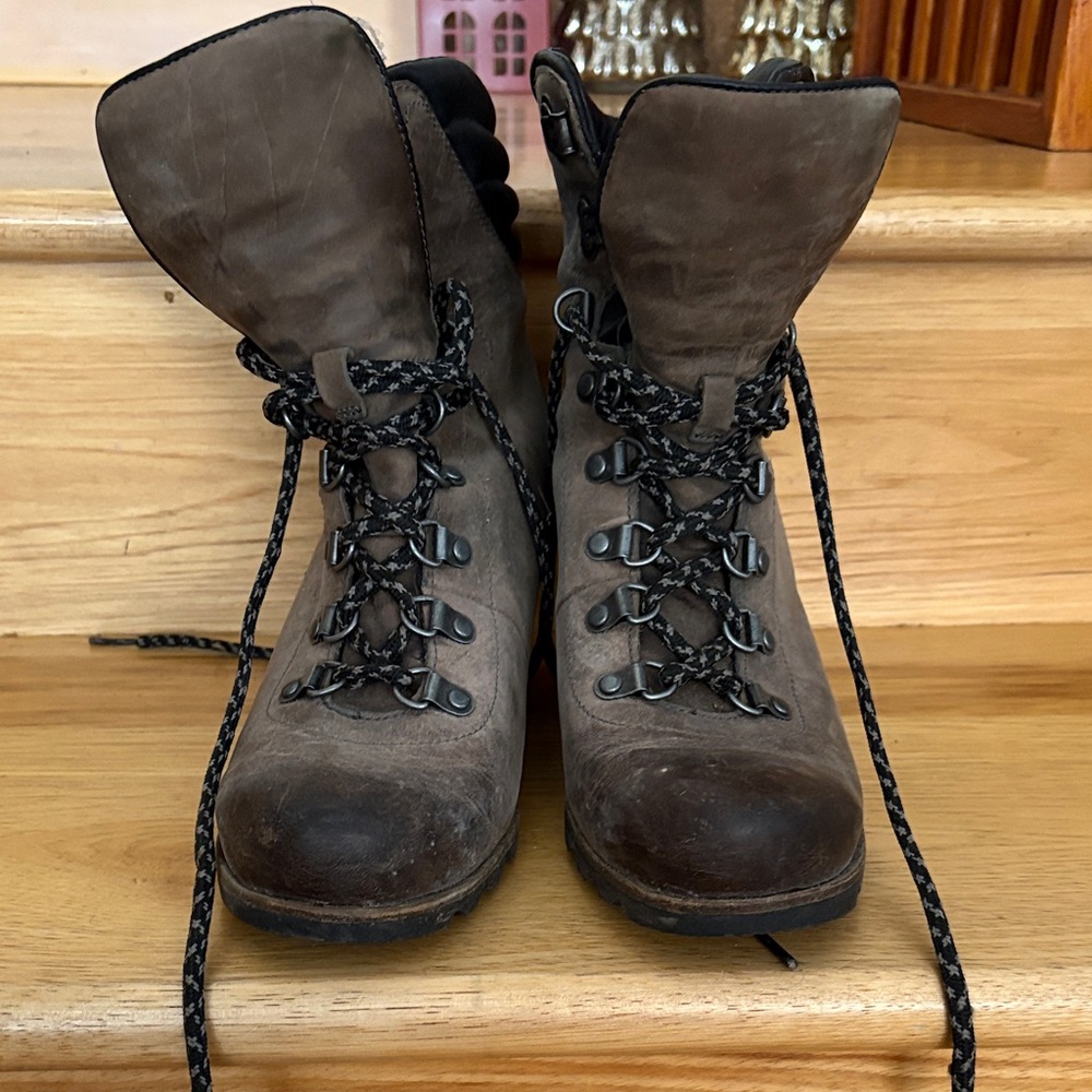 Sorel Dark Brown Lace-Up Wedge Boots - Picture 2 of 7